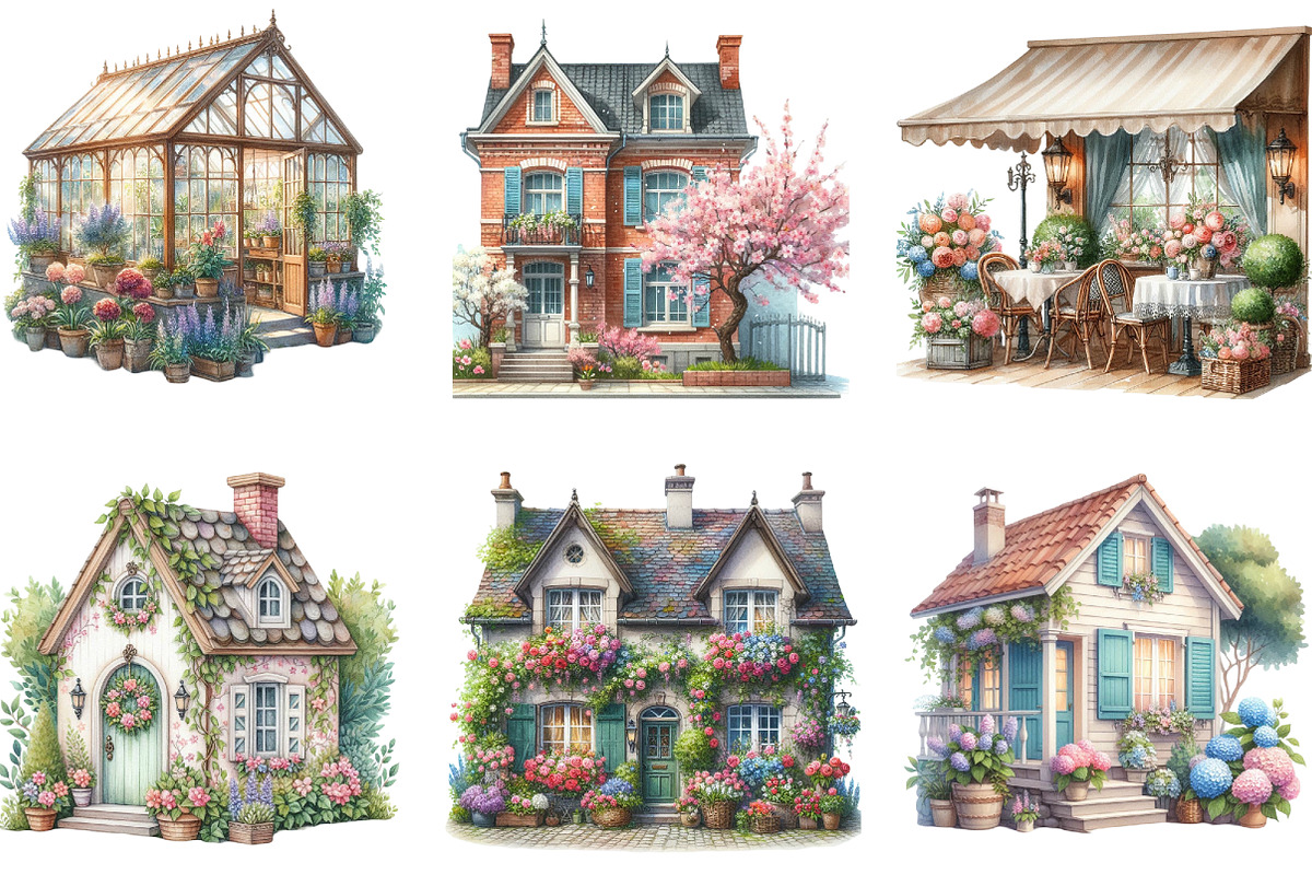 Spring House Clipart Bundle, an Illustration by DreamArtGraphic (Photo 3 of 4)