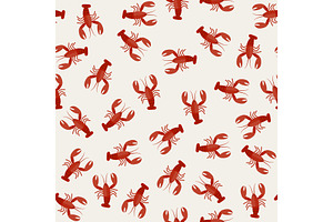 Lobster Seamless Pattern.