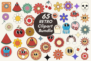 65 Retro Clipart Sublimation Bundle