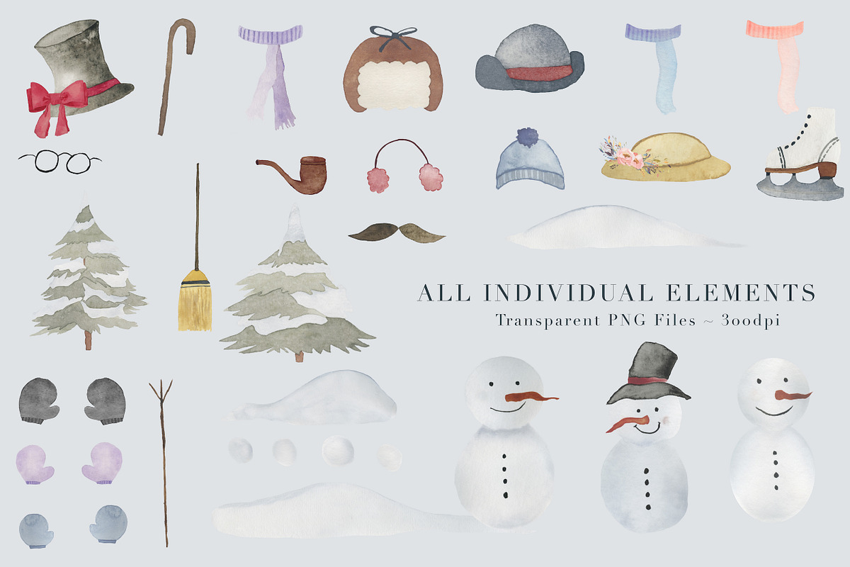 Snowman Scene Creator & Clipart, an Animal Illustration by The Autumn Rabbit Ltd (Photo 7 of 7)