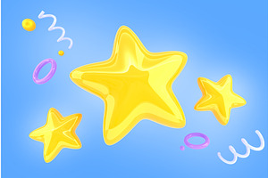 Golden Stars Icons With Flying