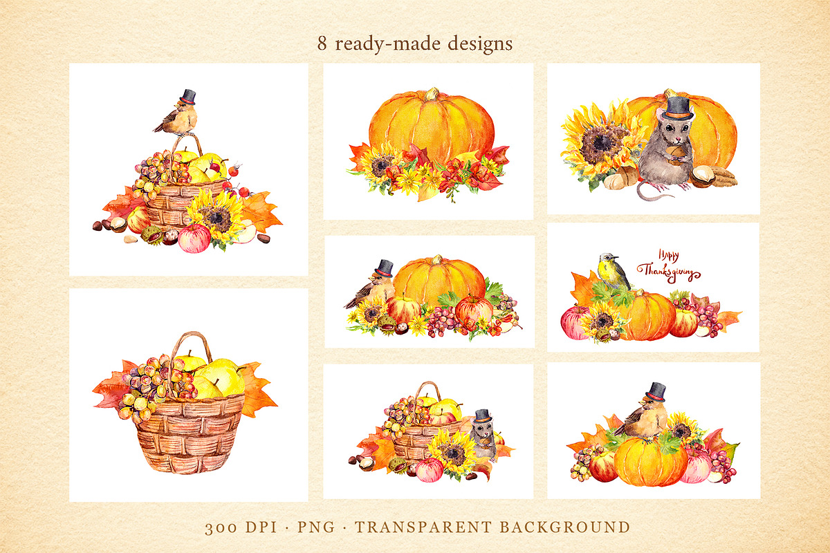 Autumn Thanksgiving Clipart PNG, a Seasonal Illustration by Where summer is (Photo 5 of 12)