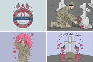 Memorial Day Tribute Set, an Illustration by Bekeen.co