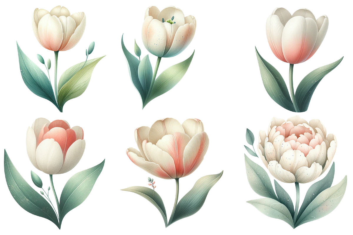 Whimsical Tulips Spring Flower Cli, an Illustration by Designworld (Photo 3 of 4)