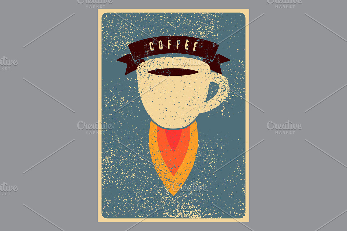 Coffee Break retro vector poster set, a Food Illustration by PoPaShop (Photo 8 of 9)