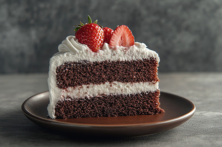 Delicious piece of cake with frosting cream, a Food & Drink Photo by AlyaAnd