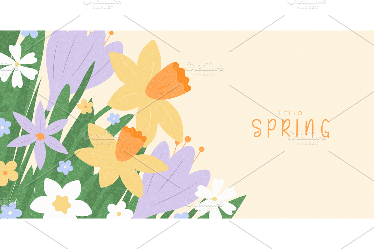 Cute background Hello Spring, an Object Illustration by Andrey Yaroslavtsev