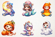 Halloween Baby Costume Clipart, an Illustration by RobertsArt (Thumbnail 2 of 7)