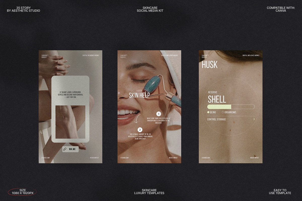 Modern Skincare Stories for Canva preview 5