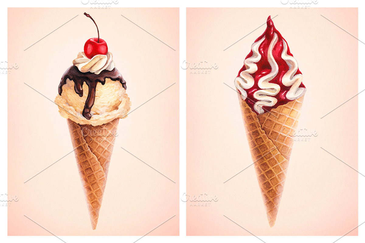 Ice cream illustrations kit, a Food Illustration by Sundra (Photo 9 of 9)