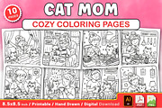 Cat Mom Cozy Coloring Pages, a Decorative Illustration by Design Station (Thumbnail 1 of 4)