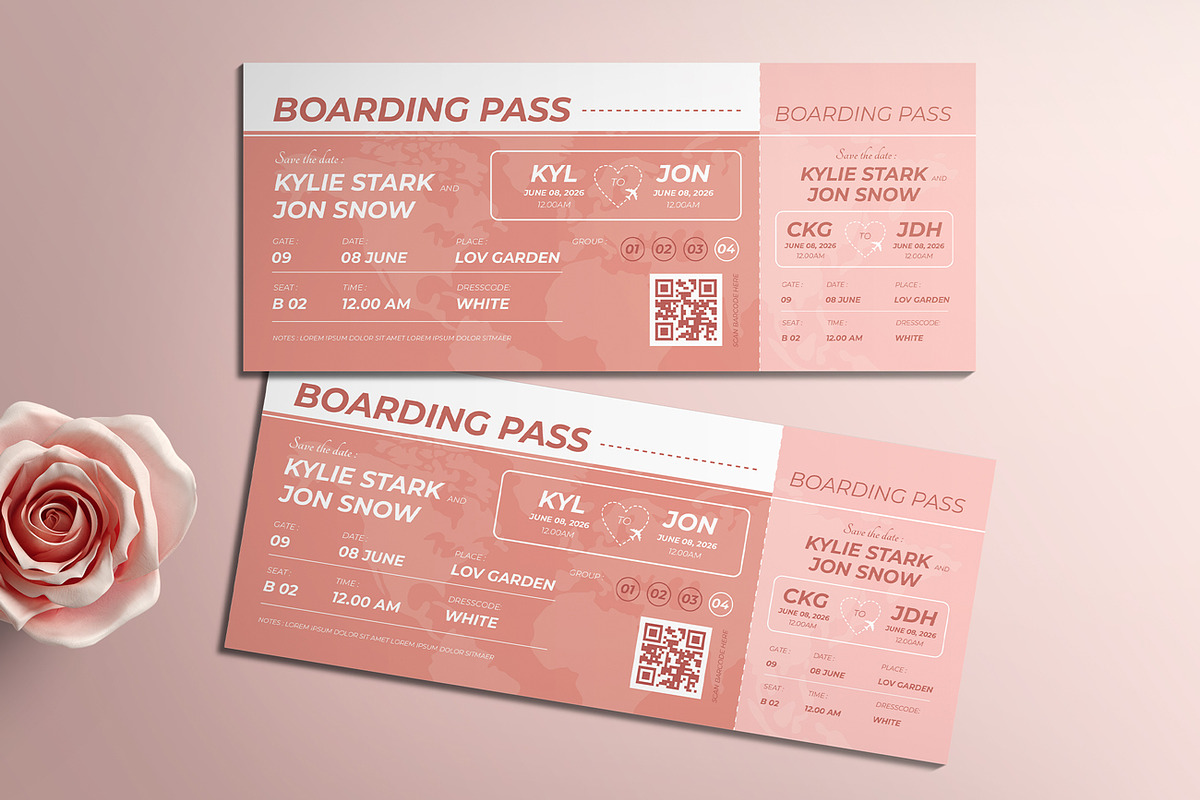 Boarding Pass Wedding Invitation, a Card Template by Aarley Kaiven (Photo 2 of 5)