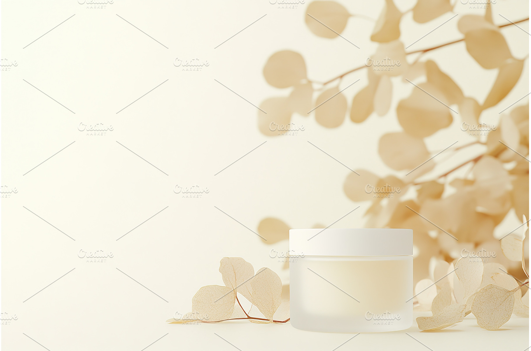 Minimalist skincare cream jar with, a Beauty & Fashion Photo by Lermont51