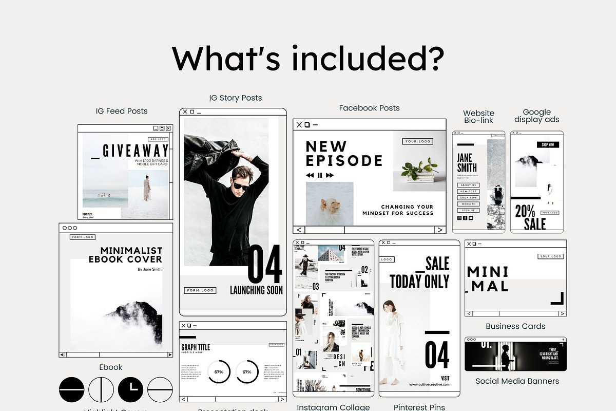 Minimalist Complete Brand Pack, a Social Media Template by Cultive Creative (Photo 3 of 11)
