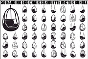 Hanging Egg Chair Silhouette Bundle, an Illustration by Designer_Momina (Thumbnail 1 of 51)