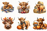Watercolor Autumn Highland Cow, an Illustration by OK Design (Thumbnail 2 of 5)