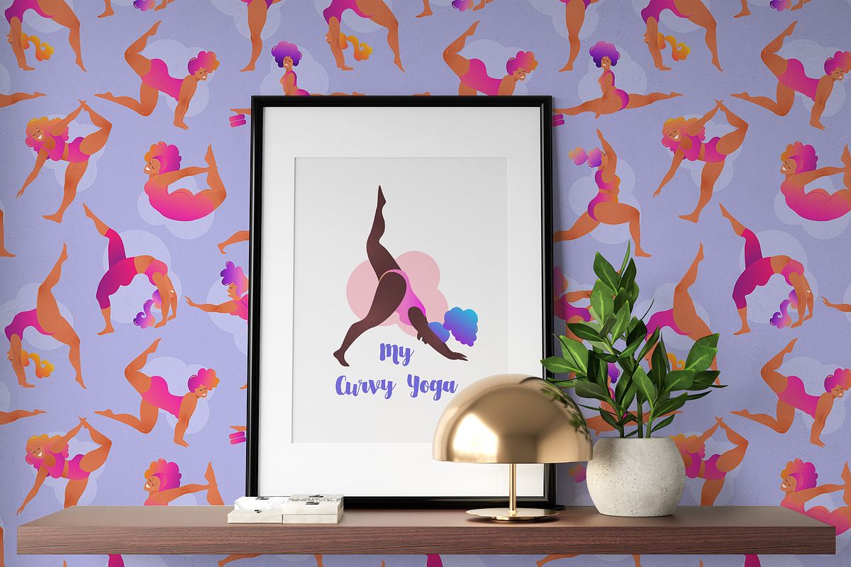 My Curvy Yoga. Vector Set of 43., a Healthcare Illustration by Varvara Gorbash (Photo 7 of 8)
