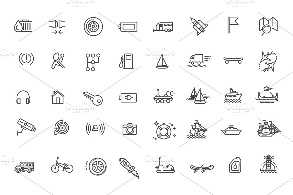 Vector Transport Icons, an Outline Icon by Tettygreen (Photo 3 of 5)