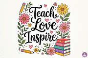Floral Teacher Sublimation Design, a Seasonal Illustration by DreamPrint404 (Thumbnail 1 of 6)