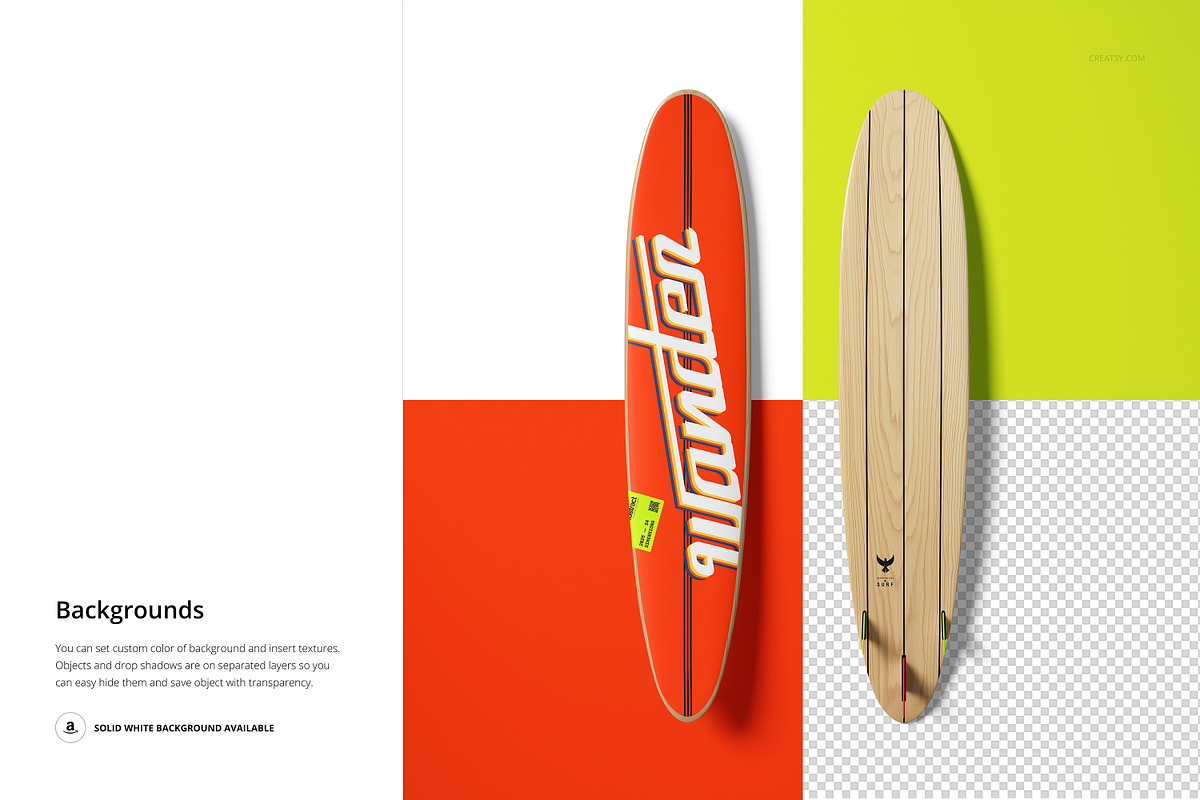 Surfboard Longboard Mockup, a Merchandise Mockup by Creatsy (Photo 5 of 6)