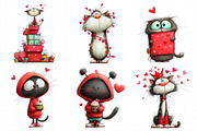 Whimsical Cats Valentines Day Clipar, an Illustration by Daily.Designs (Thumbnail 8 of 8)