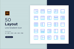 50 Layout Line Gradient Icon Set