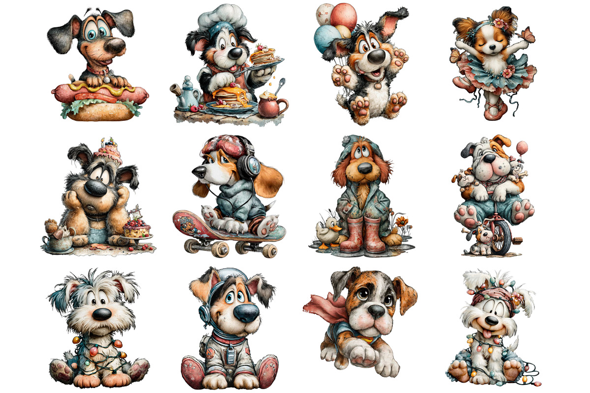 Whimsical Quirky Dogs Clipart, a Graphic by CitraGraphics (Photo 2 of 5)