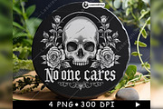 Old School Skull Roses No One Cares, a Background Graphic by LaseredNinja (Thumbnail 4 of 7)