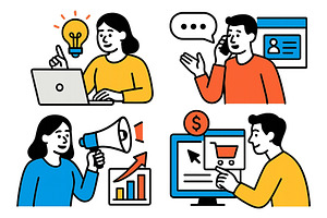 Business professionals engage in, a Person Illustration by ZinetroN