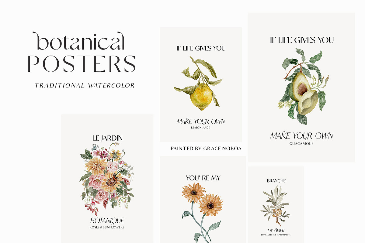 Watercolor floral posters prints, a Decorative Illustration by Grace Noboa Illustrations (Photo 12 of 12)