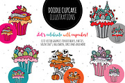 Doodle Cupcake Collection, an Illustration by Tazi Design (Thumbnail 1 of 5)