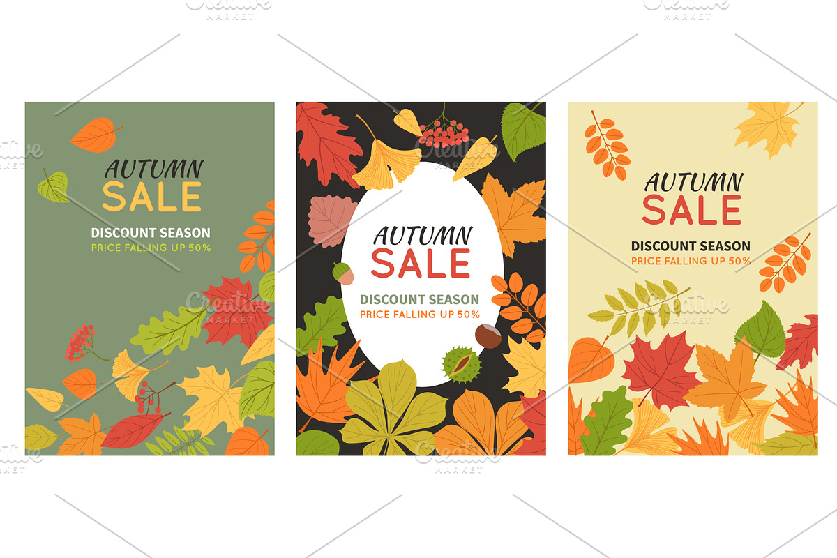 Autumn foliage sale cards. Season, an Object Illustration by YummyBuum