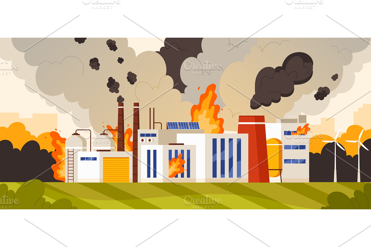 Industrial Factory Accident With, an Illustration by Flashvector