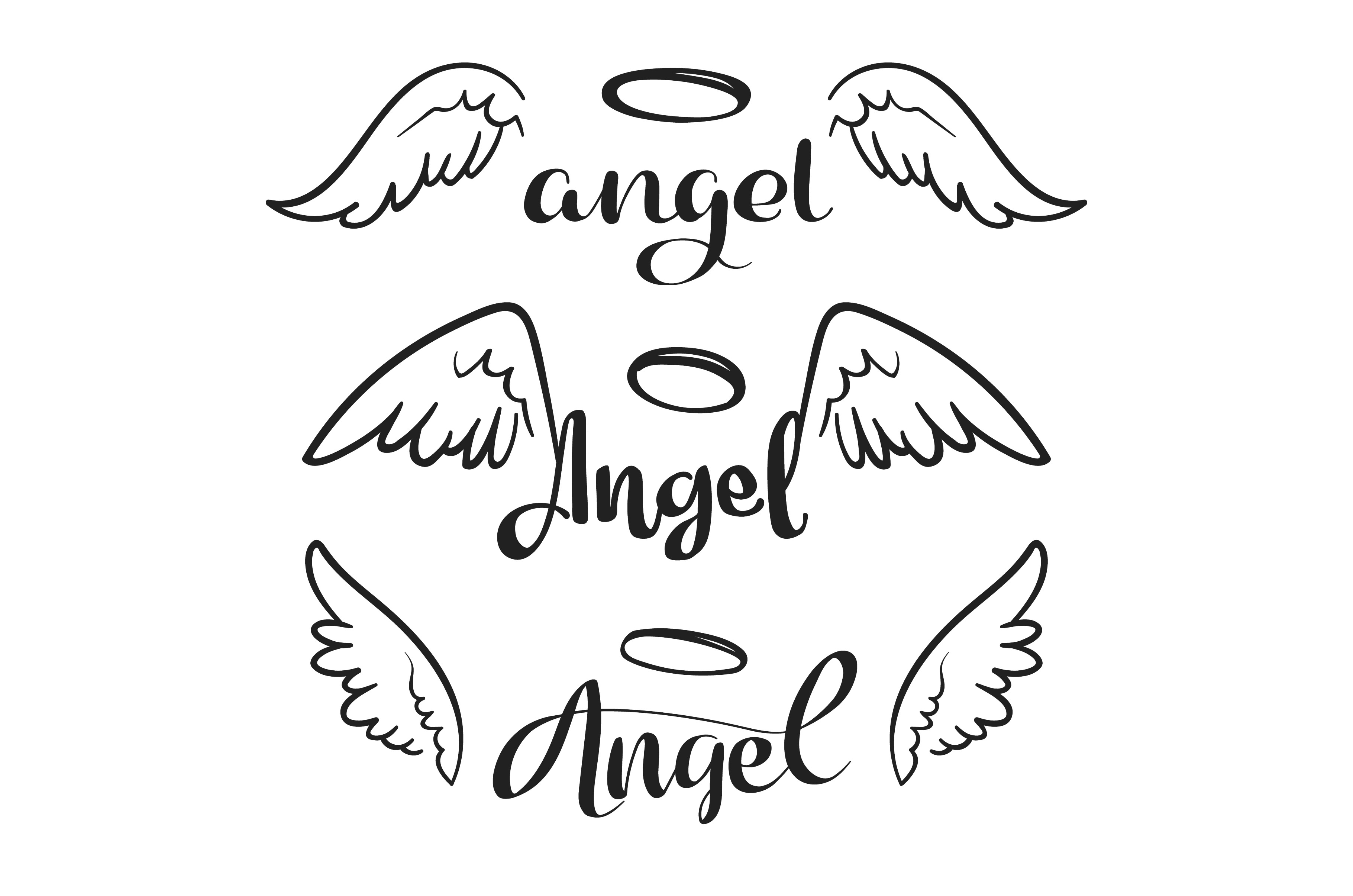 Doodle Flying Angel Wings With Halo by Valerie Bodnar  Creative Market