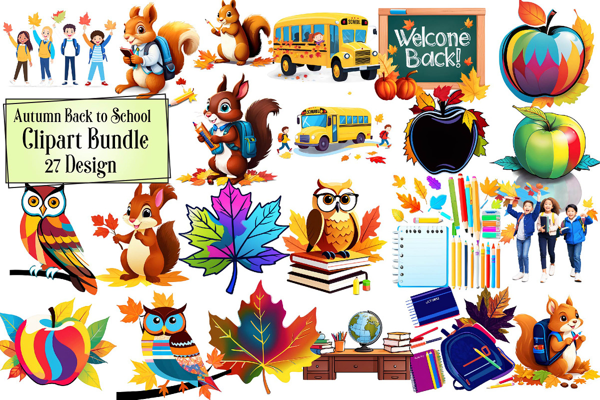 Autumn Back to School Clipart, an Illustration by Wow Magic (Photo 1 of 5)