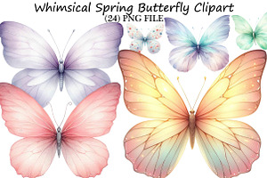 Whimsical Spring Butterfly Clipart, an Illustration by DreamPrint404