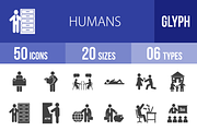 50 Humans Glyph Icons, an Outline Icon by IconBunny (Thumbnail 1 of 3)
