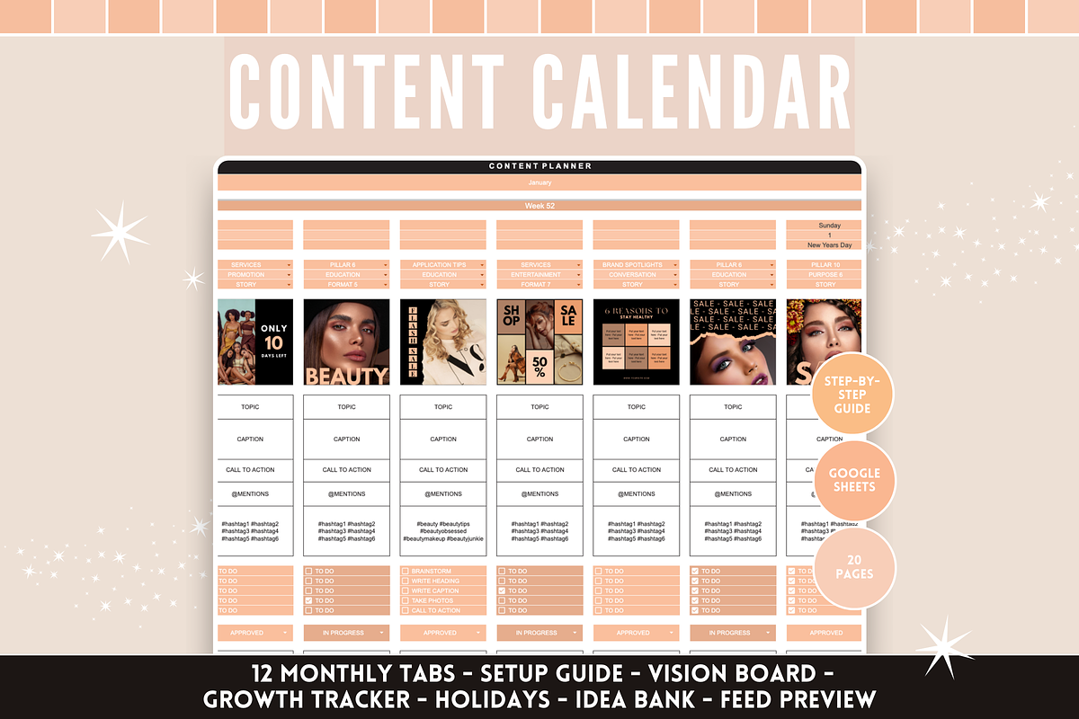 Google Sheets Content Planner, a Marketing Template by SunshineStudioBoutique (Photo 1 of 9)