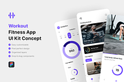 Workout - Fitness App UI Kit, an UI Kit Template by iDoodle Studio (Thumbnail 1 of 4)