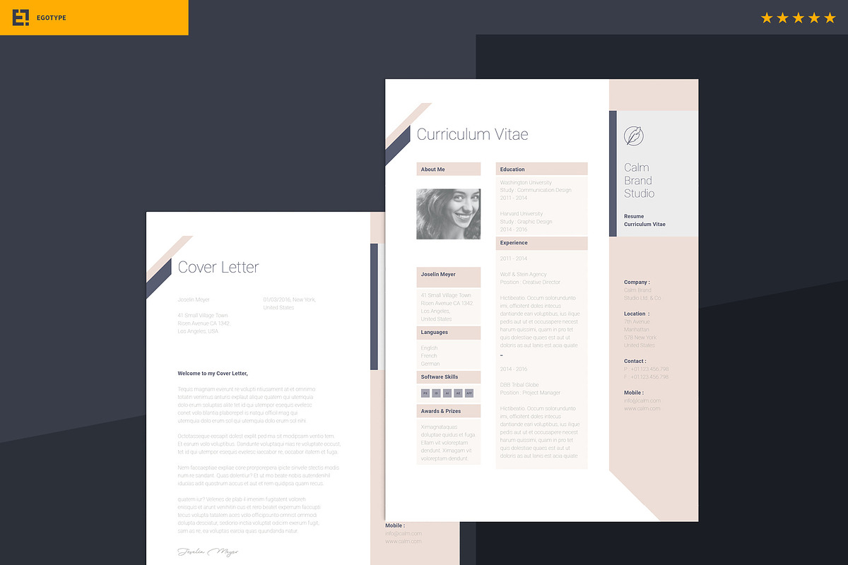 Calm Resume and Letter, a Resume Template by Egotype (Photo 5 of 6)