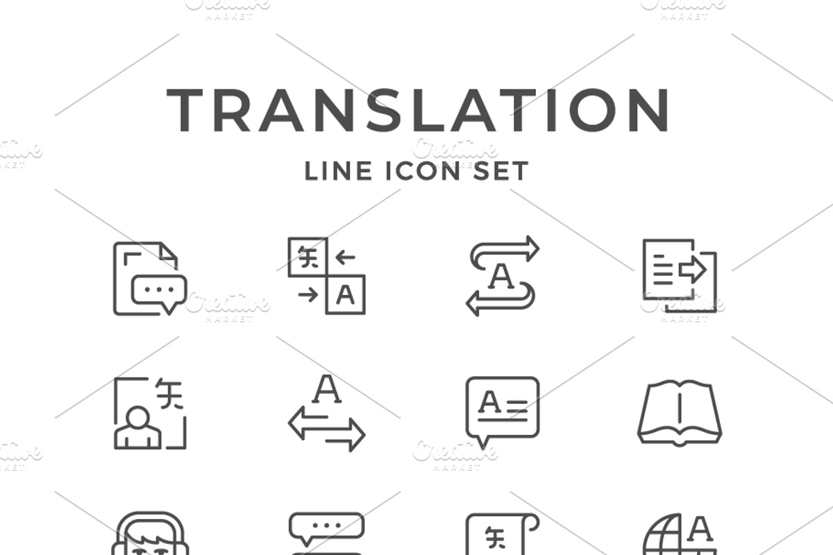 Set line icons of translation, an Outline Icon by motorama (Photo 1 of 2)