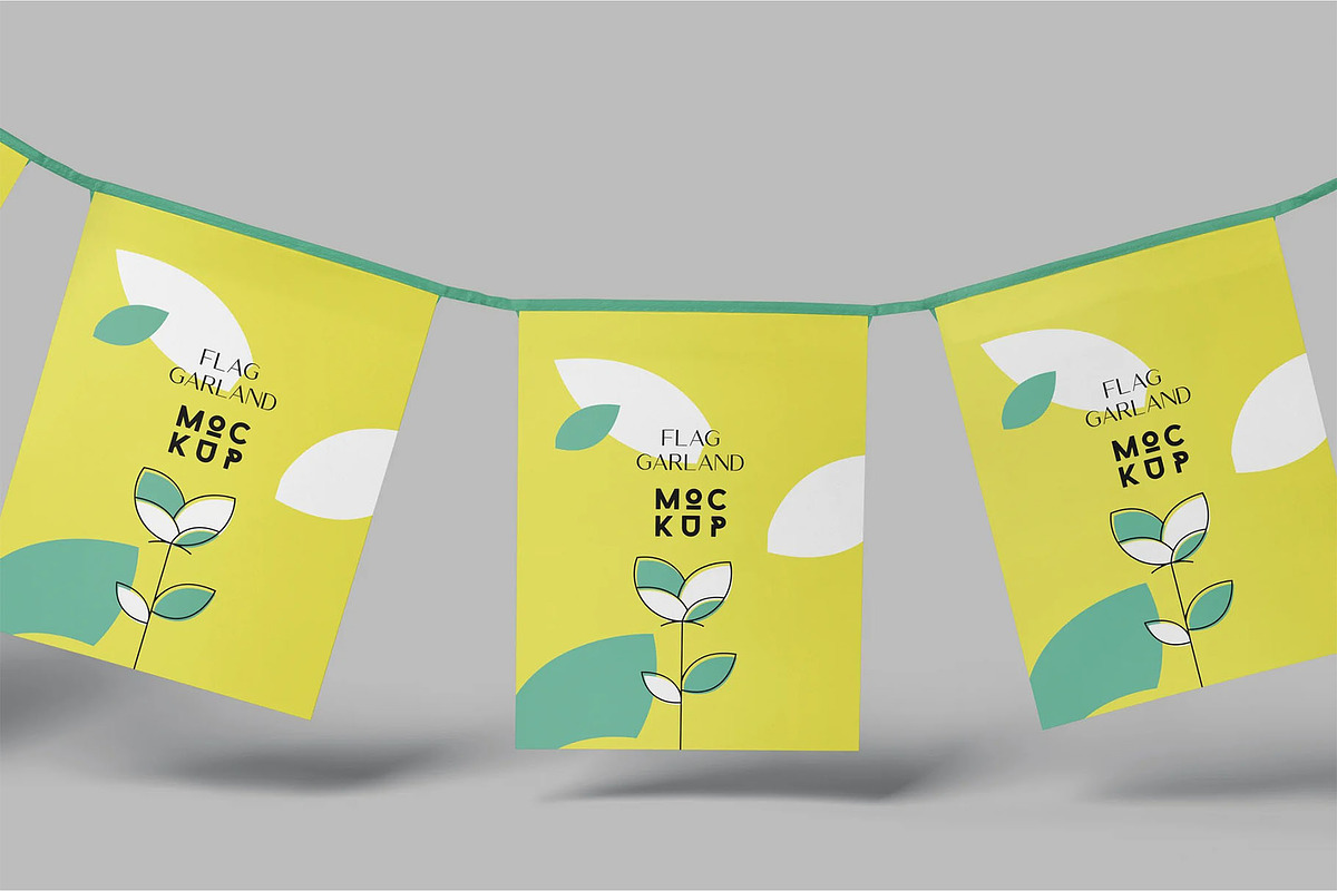 Garland Flag Mockups, an Advertising Mockup by megostudi0 (Photo 2 of 7)
