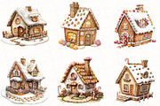 Gingerbread House Watercolor Clipart, an Illustration by OK Design (Thumbnail 2 of 5)