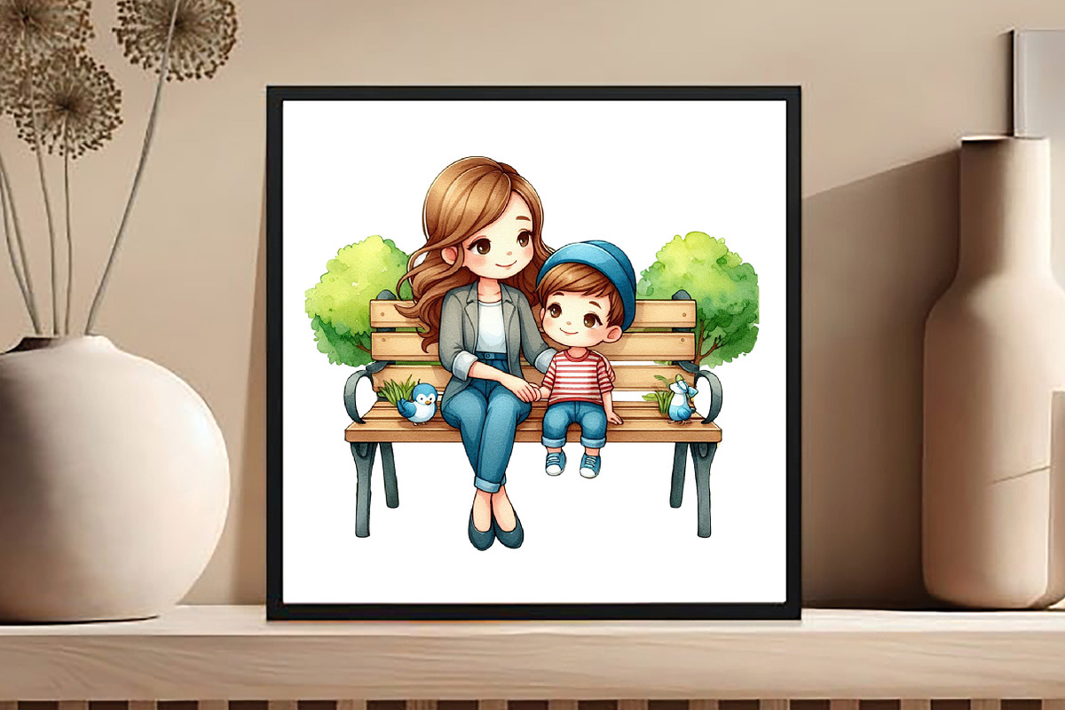 Mom and Sons Customizable Clipart, an Illustration by DreamCafeArt (Photo 6 of 6)