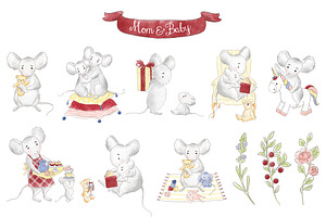 Mouse Mother And Me Clipart