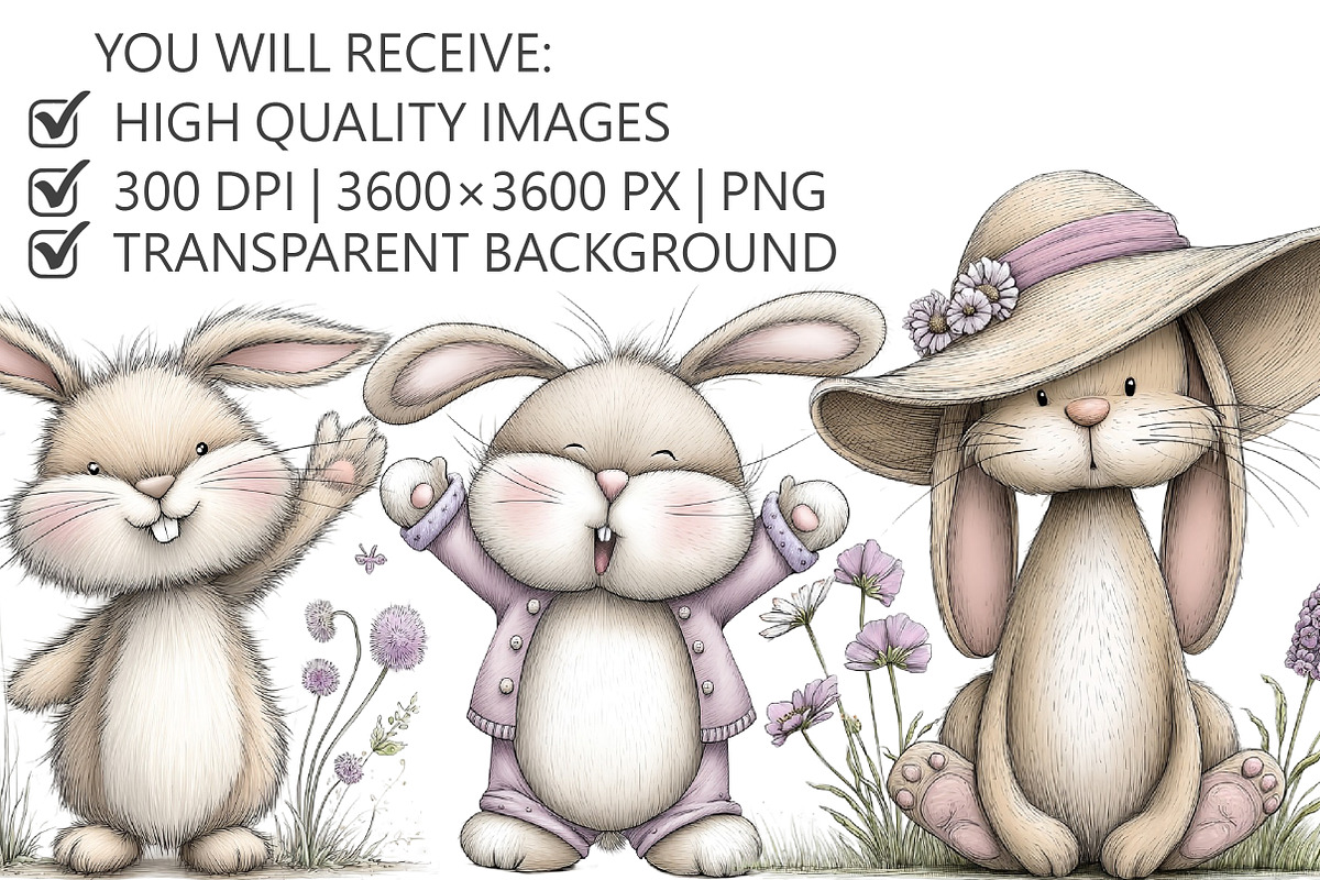 Whimsical Bunny Clipart, an Illustration by Pixels.Craft (Photo 2 of 5)