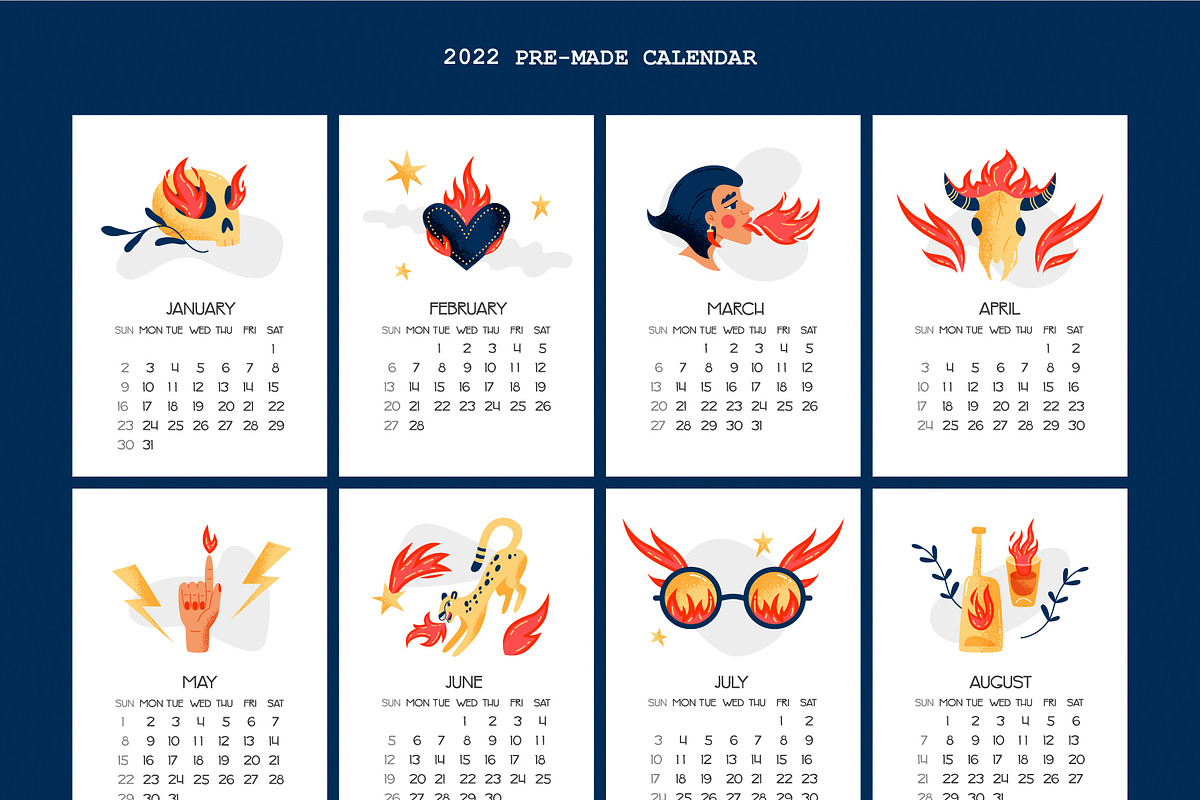 Smoking Hot | Fiery vector set, an Illustration by katieromanoff_art (Photo 11 of 15)