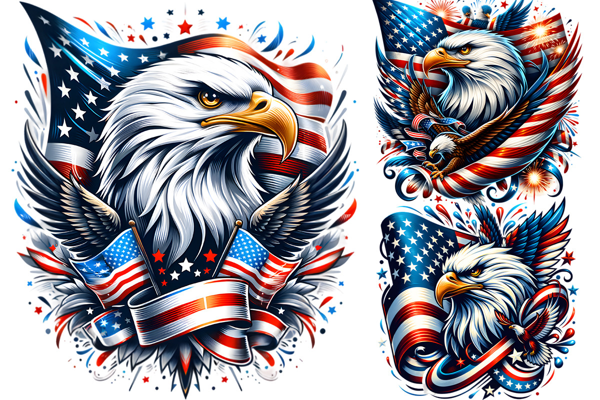 4th of July Patriotic Eagle USA Flag, an Animal Illustration by Creative Arslan (Photo 3 of 7)