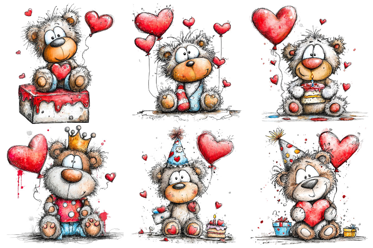 Valentins Day Birthday Party Teddy, an Illustration by Pixels.Craft (Photo 3 of 5)