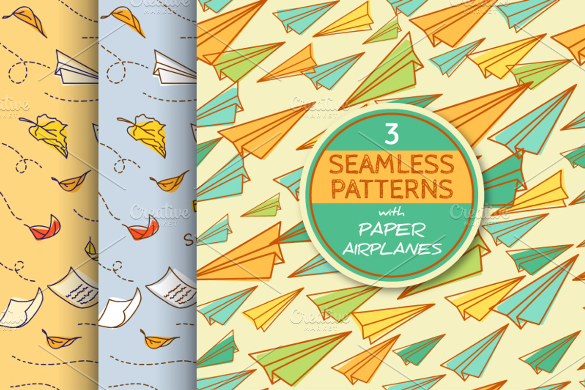 3 Paper Airplane Patterns, a Pattern Graphic by kotoffei